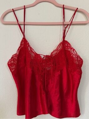 Victoria’s Secret Red Satin Lace Camisole Y2K Romantic Barbiecore M